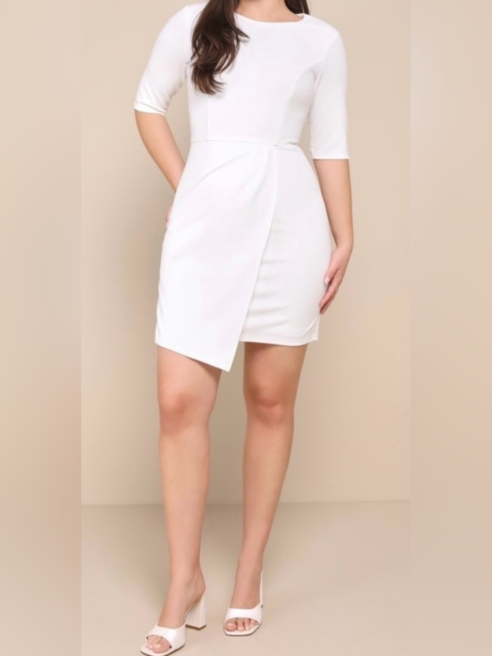 Lulus White Asymmetrical Wrap Mini Dress Size Large NWT Minor Flaw